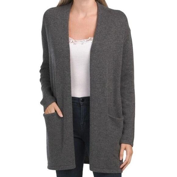 Theory Soft Wool Cashmere Open Cardigan Duster Grey Size S - Picture 2 of 10